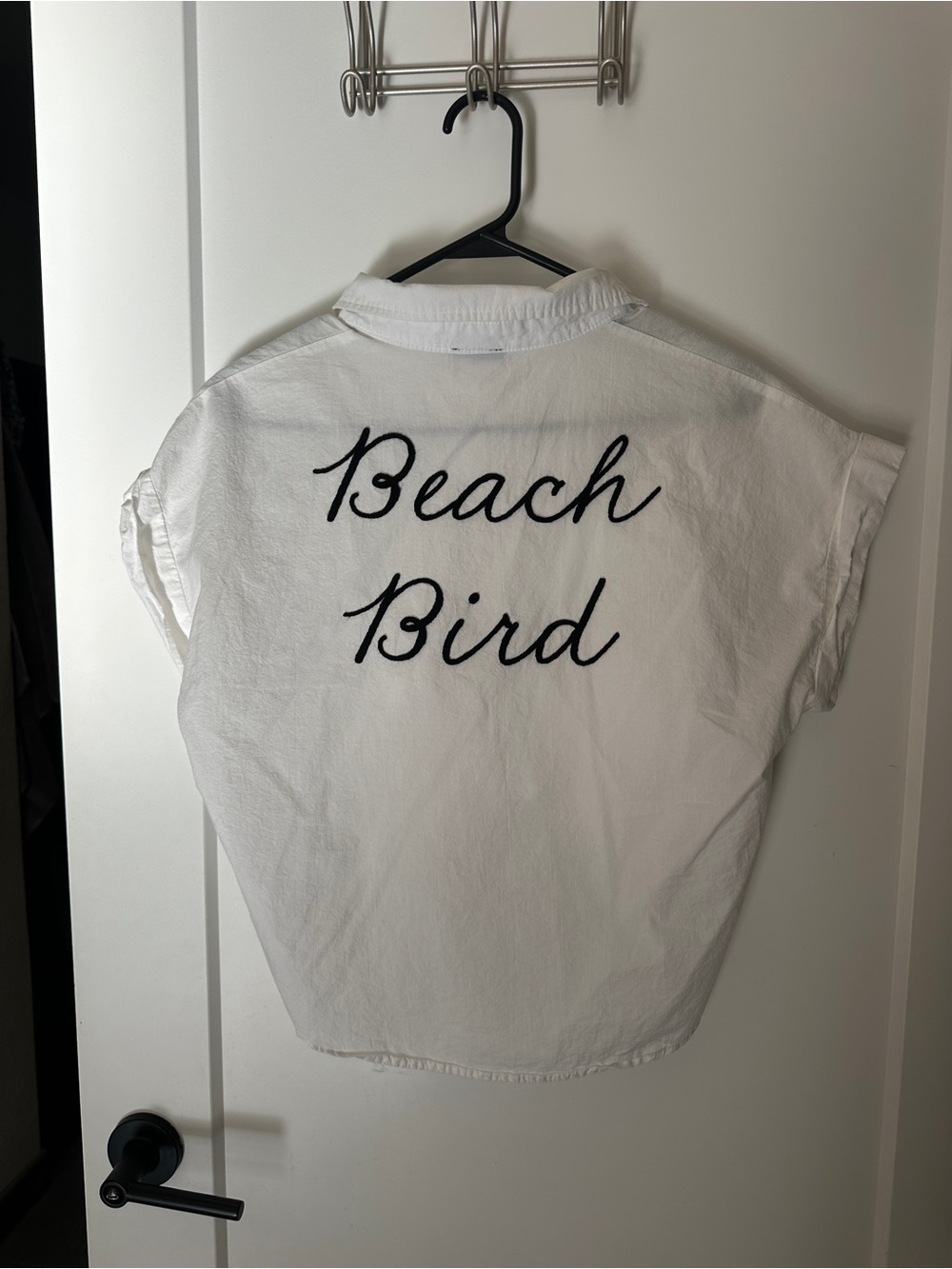 Beach Bird Button Up Tie Crop Top